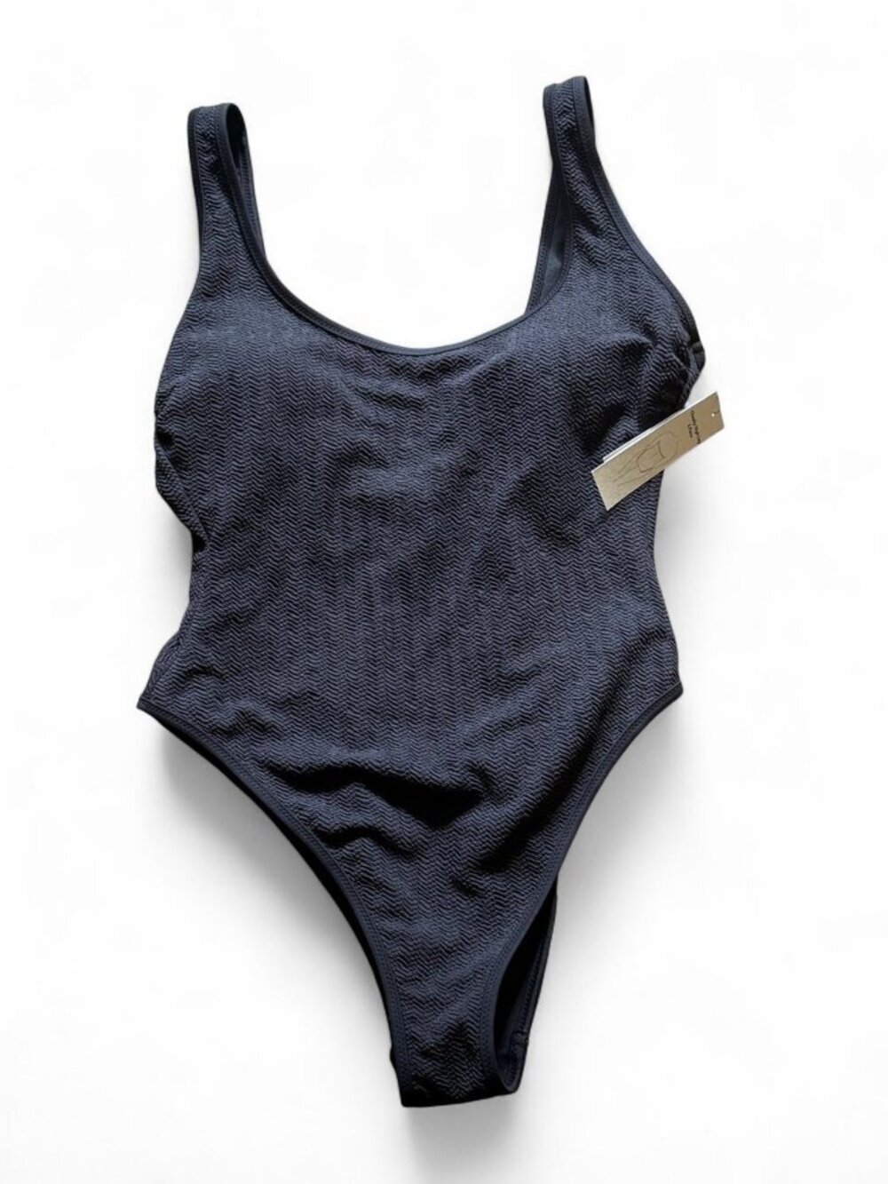 No Boundaries Black Textured One-Piece Swimsuit NWT Women's L 12-14